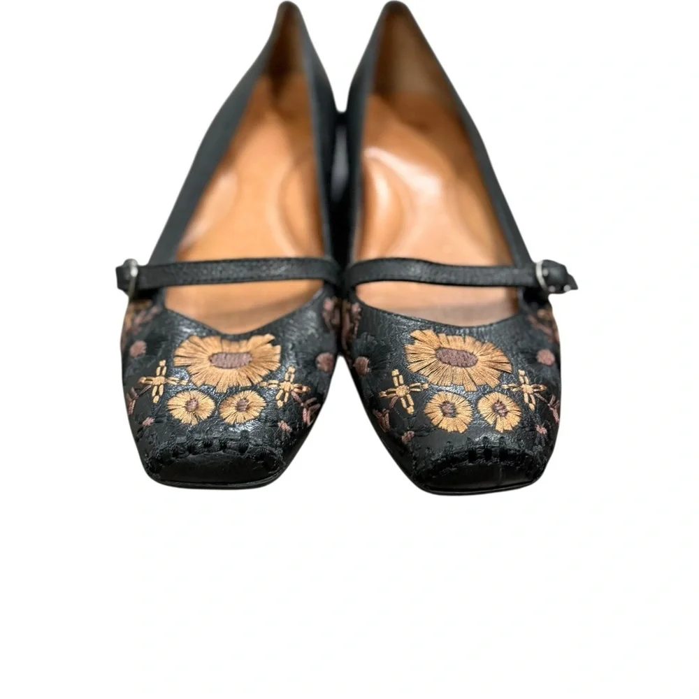 Nurture by Lamaze Black Floral Embroidered Mary Jane Flats